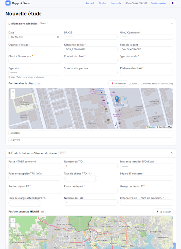 Formulaire de collecte des données pour etude de branchement